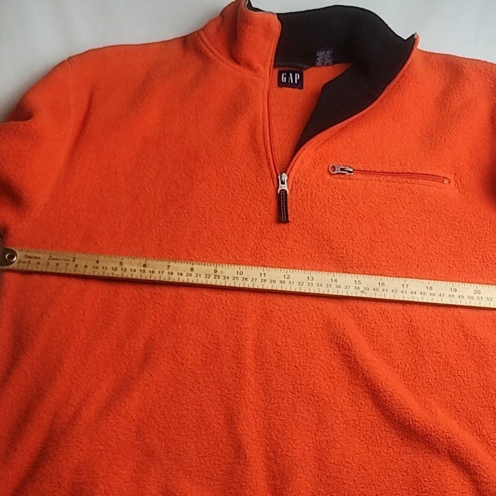 Gap 1/4 Zip Fleece Pullover Orange Black Collar Men's Size Medium